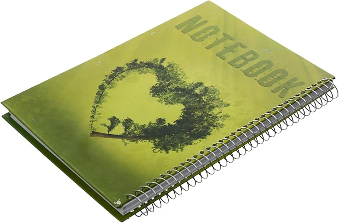 University Notebook Spiral Wire 120 Pages Heart Shape Green Hard Cover A4 notebook with smooth pages and strong binding green